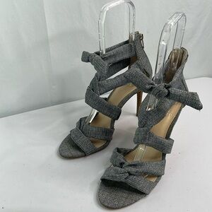 Vince Camuto Chania fabric, Wood heel ankle bow zip back heels